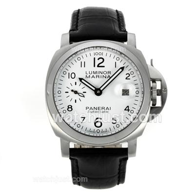 Panerai Luminor Marina Automatic with White Dial-Leather Strap