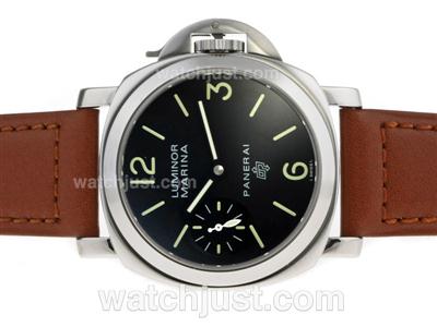 Panerai Luminor Marina OP Logo Swiss ETA Unitas 6497 Movement with Black Dial-Leather Strap