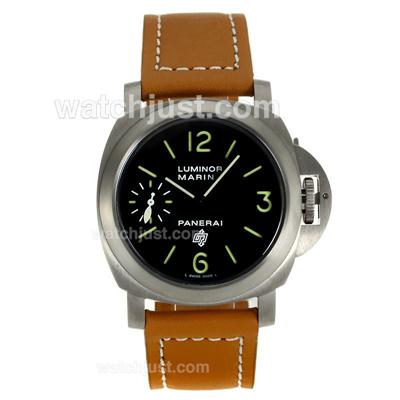 Panerai Luminor Marina OP Logo Unitas 6497 Movement Swan Neck with Green Markers-Leather Strap