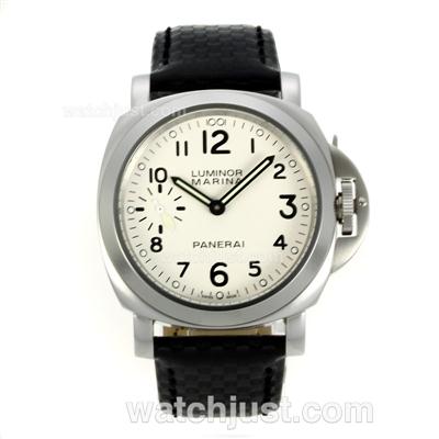 Panerai Luminor Marina Swiss ETA Unitas 6497 Movement with White Dial-Black Leather Strap