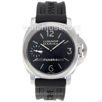 Panerai Luminor Marina Swiss Unitas 6497 Movement Swan Neck with Black Dial-Rubber Strap