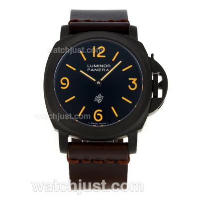 Panerai Luminor OP Logo Automatic PVD Case with Black Dial-Leather Strap