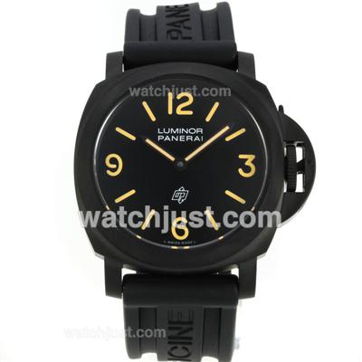 Panerai Luminor OP Logo Swiss Valjoux 7750 Movement PVD Case with Black Dial-Rubber Strap