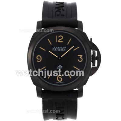 Panerai Luminor OP Logo Unitas 6497 Movement PVD Case with Black Dial-Rubber Strap