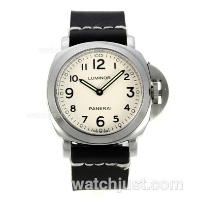 Panerai Luminor Swiss ETA Unitas 6497 Movement Number Markers with White Dial-Leather Strap