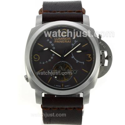 Panerai Luminor Tourbillon Working Power Reserve Automatic with Coffee Dial-Leather Strap