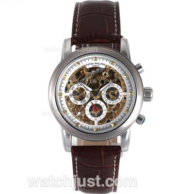 Patek Philippe Automatic with Skeleton Dial-Leather Strap