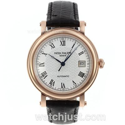 Patek Philippe Classic Automatic Rose Gold Case with White Dial-Roman Markers