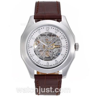 Patek Philippe Classic Automatic with Skeleton Dial-Brown Leather Strap