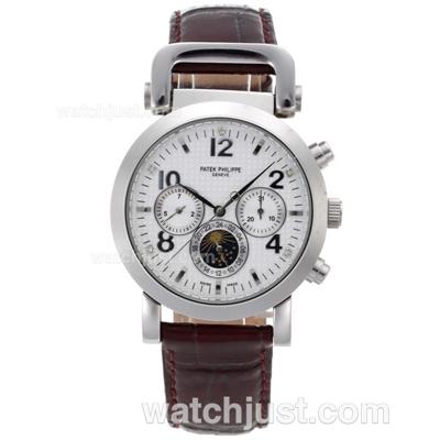 Patek Philippe Classic Automatic with White Checkered Dial-Leather Strap