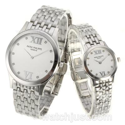 Patek Philippe Classic Diamond Markers with White Dial S/S-Sapphire Glass