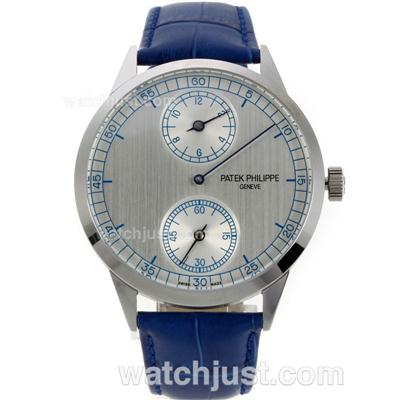 Patek Philippe Classic Manual Winding with Grey Dial-Blue Leather Strap