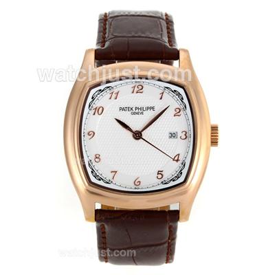 Patek Philippe Classic Rose Gold Case and Number Markers with White Dial-18K Plated Gold Movement