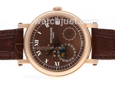 Patek Philippe Classic Working Power Reserve Automatic Rose Gold Case with Brown Dial