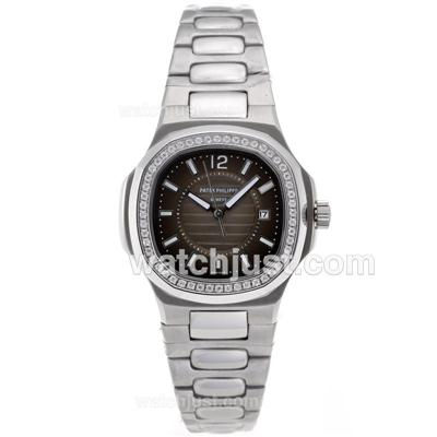 Patek Philippe Nautilus Diamond Bezel with Gray Dial S/S