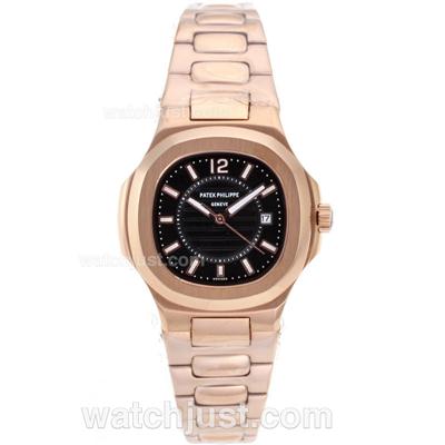 Patek Philippe Nautilus Full Rose Gold Case with Black Dial