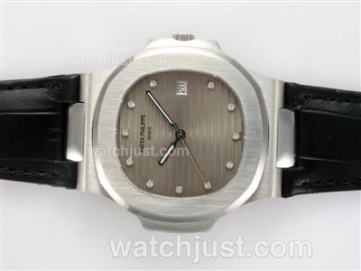 Patek Philippe Nautilus Jumbo MBW Swiss ETA 2824 Movement Diamond Marking with Gray Dial-Deployment Buckle