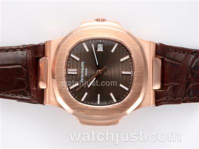 Patek Philippe Nautilus Jumbo MBW Swiss ETA 2824 Movement Rose Gold Case with Brown Dial-Deployment Buckle