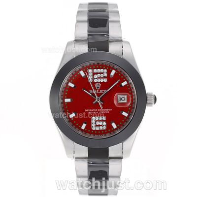 Rolex Datejust Automatic Ceramic bezel with Red Dail -Ceramic Strap