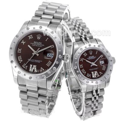 Rolex Datejust Automatic Roman Markers with Brown Dial S/S-Sapphire Glass