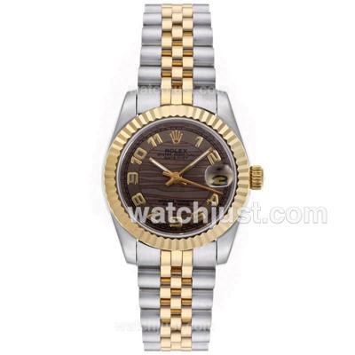 Rolex Datejust Automatic Two Tone Number Markers with Brown Wave Dial-Mid Size