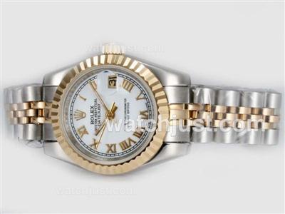 Rolex Datejust Automatic Two Tone with White Dial-Roman Marking