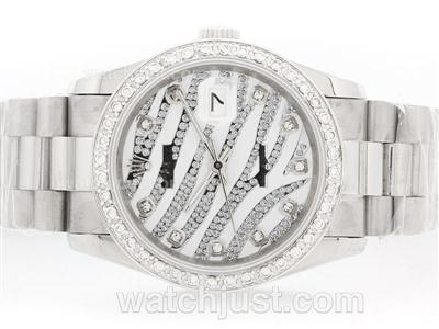 Rolex Datejust Automatic White Diamond Crested Dial with Diamond Bezel & Marking