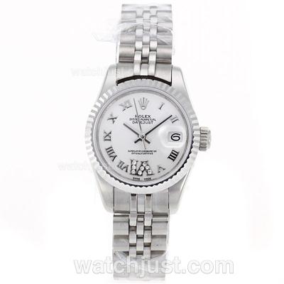 Rolex Datejust Swiss ETA 2671 Movement Roman Markers with White Dial S/S-Lady Size