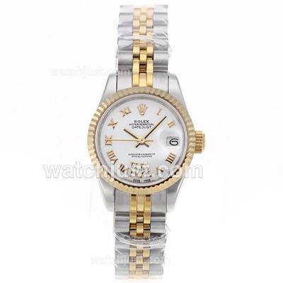 Rolex Datejust Swiss ETA 2671 Movement Two Tone Roman Markers with White Dial-Lady Size