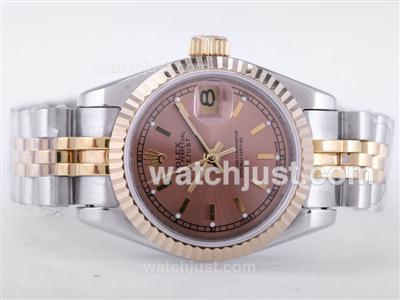 Rolex Datejust Swiss ETA 2671 Movement Two Tone with Champagne Dial-Stick Marking Lady Size