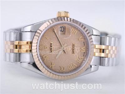 Rolex Datejust Swiss ETA 2671 Movement Two Tone with Golden Computer Dial-Roman Marking Lady Size