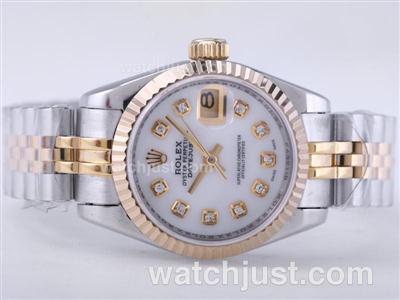 Rolex Datejust Swiss ETA 2671 Movement Two Tone with MOP Dial-Diamond Marking Lady Size