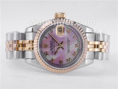 Rolex Datejust Swiss ETA 2671 Movement Two Tone with Pink MOP Dial-Roman Marking Lady Size