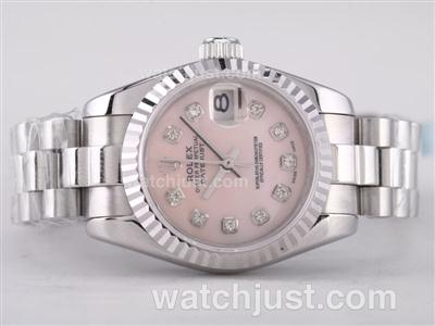 Rolex Datejust Swiss ETA 2671 Movement with Pink MOP Dial-Diamond Marking Lady Size