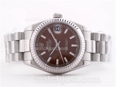 Rolex Datejust Swiss ETA 2836 Movement Brown Dial with Stick Marking -Mid Size