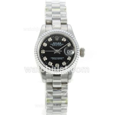 Rolex Datejust Swiss ETA 2836 Movement Diamond Marking with Black Dial