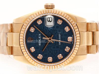 Rolex Datejust Swiss ETA 2836 Movement Full Rose Gold Diamond Marking with Blue Computer Dial