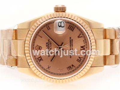 Rolex Datejust Swiss ETA 2836 Movement Full Rose Gold Roman Marking with Bronze Dial