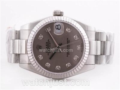 Rolex DateJust Swiss ETA 2836 Movement Gray Dial with Diamond Marking-Mid Size