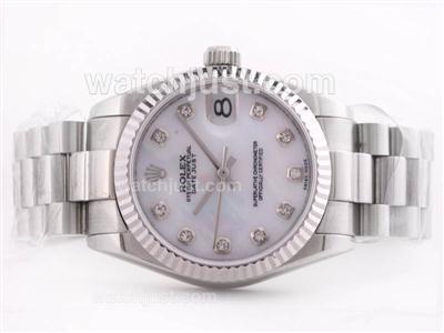 Rolex DateJust Swiss ETA 2836 Movement MOP Dial with Diamond Marking -Mid Size