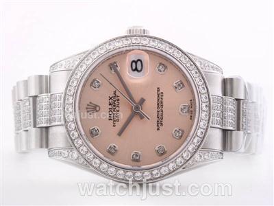 Rolex DateJust Swiss ETA 2836 Movement Pink Dial with Diamond Marking & Bezel-Mid Size