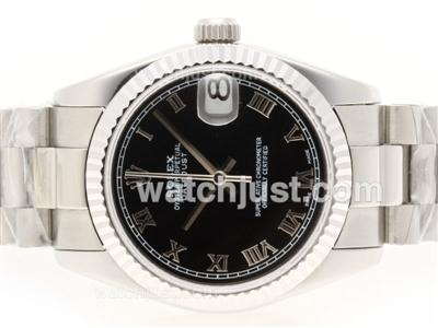 Rolex Datejust Swiss ETA 2836 Movement Roman Marking with Black Dial