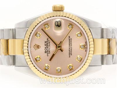 Rolex Datejust Swiss ETA 2836 Movement Two Tone Diamond Marking with Champagne Dial