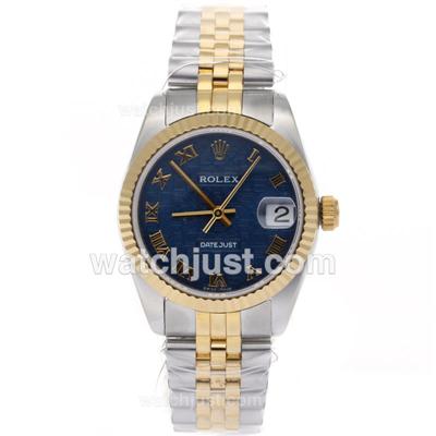 Rolex Datejust Swiss ETA 2836 Movement Two Tone Roman Markers with Blue Computer Dial-Mid Size