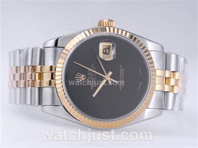 Rolex Datejust Swiss ETA 2836 Movement Two Tone with Black Dial