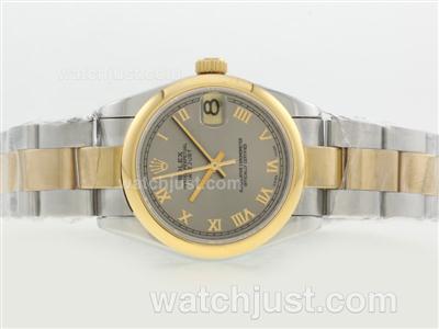 Rolex Datejust Swiss ETA 2836 Movement Two Tone with Gray Dial-Roman Marking