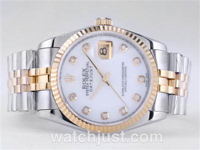 Rolex Datejust Swiss ETA 2836 Movement Two Tone with MOP Dial-Diamond Marking