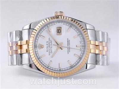 Rolex Datejust Swiss ETA 2836 Movement Two Tone with White Dial