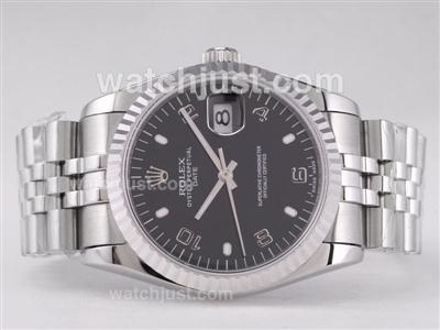 Rolex Datejust Swiss ETA 2836 Movement with Black Dial-Number/Stick Marking