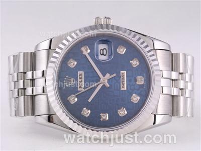 Rolex Datejust Swiss ETA 2836 Movement with Blue Computer Dial-Diamond Marking